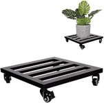 IDZO 14Inch Plant Caddy with Wheels Heavy Duty Capacity 385 Lbs, Metal Cast Iron Rolling Stray, Plant Stand with Wheels Lockable Repositioning Heavy Pots, Hauling Heavy Household Items - Black