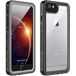 iPhone 6 Plus Waterproof Case iPhone 6s Plus Waterproof Case(5.5inch), Huakay IP68 Certified Shockproof Dirtproof Full Body Protection Waterproof For iPhone 6 Plus 6s Plus (Black/Clear)