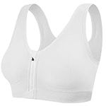 Tuopuda Women's Sports Bra Zip Front Comfy Post Surgery Bra High Impact Wireless Sports Running Bra Cross Back Support Bra with Removable Pads Yoga Bra for Workout Fitness