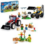 LEGO 66772 City Big Wheel Gift Set, 2in1 Tractor and Construction Digger Building Toy Sets Plus Farm Garden & Scarecrow Bonus Pack