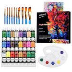 ARTKUNST Acrylic Paint Set, 24 Rich Pigment Colors with 10 Art Brushes for Painting Canvas, Wood, Ceramic & Fabric, Rich Pigments Lasting Quality for Beginners, Students & Professional Artist