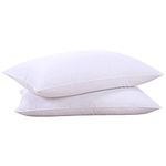 Puredown® Goose Feathers Down Pillows Bed Pillows for Sleeping with 100% Cotton Fabric, Hotel Pillows for Side Back and Stomach Sleeper, Queen Size, Set of 2