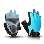 OZERO Leather Fingerless Cycling Gloves, Sports Deerskin Half Finger Road Bike Gloves Shockproof Padded Shock-Absorbing Anti-Slip for Men Women MTB Mountain Trail Biking