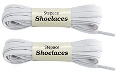 Stepace [2 Pairs] Flat Elastic Shoe Laces for Sneakers 31"-63" Length 11 Colors Stretch Shoelaces White 160