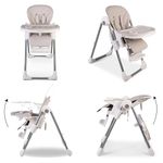 Red Kite Feed Me Lolo Luxury Six Height Adjustable Hi-Lo Highchair, Soft Grey/White