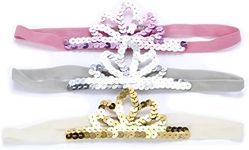 Peppercorn Kids Little Girls Sparkly Princess Tiara Headband - Pack of 3 (Gold/Silver/Pink)- for Children Ages 3-8 y