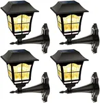 MAGGIFT 4 Pack Solar Wall Lantern Outdoor Wall Sconce 15 Lumens Solar Outdoor Christmas Led Light Fixture with Wall Mount Kit