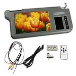 Funfob 7Inch Gray Car Right Sun Visor Rear View Mirror Screen LCD Monitor 2 Channel Video Replacement Accessories