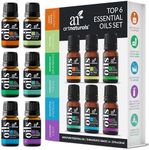 ArtNaturals Aromatherapy Top-6 Essential Oil Set - (6 x 10ml Bottles) - 100% Pure of The Highest Therapeutic Grade - Premium Gift Set – Lavender, Peppermint, Tea Tree, Eucalyptus