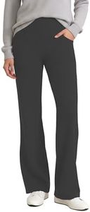 Houmous S-XXXL 29''31''33''35'' Inseam Women's Cotton Bootcut Pants Inner Pocket(Tall-35 Inseam-Dark Grey, 4 Pockets, Large)
