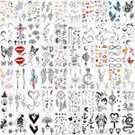 Yazhiji 60 Sheets Tiny Waterproof Temporary Tattoos, Moon Stars Constellations Music Compass Anchor Words Lines Flowers for Kids Adults Men and Women