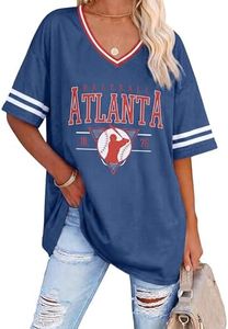 Baseball Jersey Shirts for Women - Striped Baseball Mom T-Shirts V Neck Baseball Team Tops Game Day Fans Gifts
