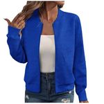 Keepink Womens Bomber Jackets Casual Stand Collar Full Zip Coats Plain Quilted Lightweight Jacket Long Sleeve Sweatshirt Dressy Tops Fall Fashion Short Cardigan Outerwear S-XXL Sale