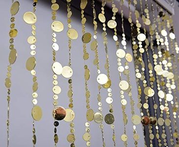 FlavorThings Gold Bubble Beaded Curtain 3' Wide x 6' Long Door String Curtain Wall Panel Fringe Window Room Divider Blind for Wedding Coffee House Restaurant Parts Crystal Decoration