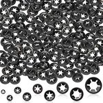 OIIKI 260pcs M2/M2.5/M3/M4/M5/M6/M8/M10/M12 Internal Tooth Starlock Washers, Push On Speed Clips Fasteners Assortment Kit, 65 Mn Steel Black Oxide Finish Star Lock Washers (9 Sizes)