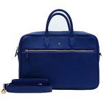 NEORAH — Office Sling Laptop Briefcase Messenger bag for Men & Women - Dark Blue | fits upto 15.6" Laptop/Macbook | Detachable/Adjustable Shoulder Strap | Padded Laptop Compartment | Zippered front Compartment | Inner Pockets | HandCrafted with Imported Italian Vegan LEATHER | Multifunctional cross body Laptop bag for travel, business | Mens Bag for laptop, macbook, notebook, ipad, documents