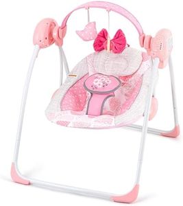 Baby Swing,Portable Baby Swing for Infants,Electric Baby Swings for Newborn, 6-Speed Infant Swing with Music,Timing,Soft Head Support,Pink Baby Girl Swing for Babies 0-6 Months 6-20 lbs