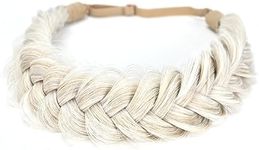 STHEJFB Ladies Braided Headband 2 Strands Messy Classic Thick Wide Braided Wide Braid Elastic Stretch Premium Synthetic Hair Braided Headband Ladies Girl Boho Braids 65g(Headband A8)