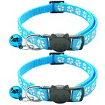 Hepplly 2X Safety Cat Collars Quick Release with Bell,Adjustable 20-32cm Suitable for all Domestic Cats (Light blue)