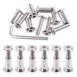 Swpeet 25Pcs M6x25mm Nickel Plated Sliver Binding Screws Hex Drive Socket Cap Bolts Barrel Nuts Assortment Kit with 1Pcs Allen Wrench, Screw Post Fit for Furniture Countsunk Belt