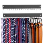 OTECKK Tie Rack Wall Mounted Belt Hanger, 360°Rotating Belt Organizer Tie Hanger Max 20 Storage for Belt, Ties, Purse, Scarves, Tank Top, Hats, Medals Natural Wood Non-Slip for Door, Wall, Closet