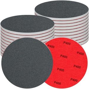 20 Pcs 6 Inch Sanding Sponge Disc Set, 400 Grit Hook and Loop Foam Sanding Pads, Washable Reusable Sandpaper Assortment for Random Orbital Sander, Wood, Metal, Auto, Wet Dry Finishing
