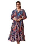 SIRIL Western Dress | Rayon Blend Printed Dress for Women | One Piece Dress for Women (612DTK7685-M_Multi) Multicolour