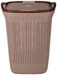 Nayasa Rope Laundry Basket Big- 54 Ltrs | Plastic Cloth Storage Basket | Laundry Storage Basket with Lid | Laundry Basket for Bathroom | Storage Organizer | Light Brown