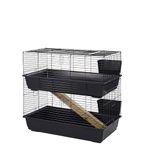 Little Friends Double Tier Rabbit Cage, 100cm, Blue/Black