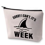 BLUPARK Funny Shark Makeup Bag Shark Lover Gift Sorry I Can't It's Week Cosmetic Bag for Women, It's Week