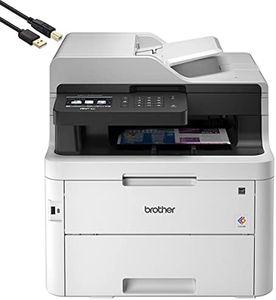 Brother MFC-L3750CDWA All-in-One Digital Wireless Color Laser Printer for Home Office, White - Print Copy Scan Fax - 24 ppm, 600 x 2400 dpi, Auto 2-Sided Printing, 50-Sheet ADF - Printer Cable