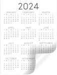 GLASSBOARD STUDIO Annual 2024 Calendar Sticker Decal | Removable and Repositionable (9 x 12 inches, White)