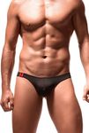 Newsywell Men's G-String Thong Micro G-String Thong Bulge Bikinis Microfiber Low Rise Briefs Underwear Black Large