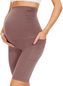 QGGQDD Maternity Shorts Over Belly with Pockets – 8” Black High Waisted Pregnancy Workout Biker Shorts Women
