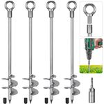 Insaga 30'' Fully Welded Ground Anchors Screw in, Wider Spiral Earth Anchor for Swing Set, 4pcs Mobile Home Anchors, Wind Resistant Trampoline Wind Anchors, Ground Anchors for Sheds