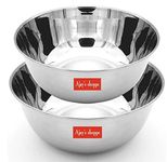 Ajay's Shoppe Stainless Steel Serving/Mixing Bowl (Medium & Large) 1.5 Liter and 2 Liter Set of 2