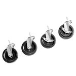 Seville Classics Steel Wire Shelving System Casters, 3" Diameter, Set of 4, Black