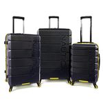 NAUTICA Lightview 3pc Hardside Luggage Set, Navy/Yellow, Navy/Yellow, Lightview 3pc Hardside Luggage Set