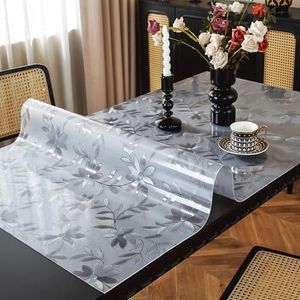 OstepDecor Floral Table Protector 42 x 72 Inch 1.5mm Thick Plastic Table Cover Rectangle Dining Tabletop Protector PVC Tablecloth Table Pad Mat for Kitchen, Wooden & Hardwood Floor