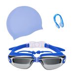 Luchai Swimming Goggles Set for Adults Men and Women with Cap, Earplug and Nose Clip Adjustable Strap Anti Fog and UV Protection Holiday Essentials