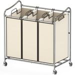 SimpleHouseware Heavy-Duty 3-Bag Laundry Sorter Rolling Cart, Chrome