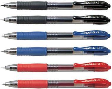 Pilot G2 pens retractable Gel Roller ballpoint 07 Fine point Black, Blue & Red Bundle (6)