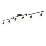 DLLT Modern 6-Light Track Lighting Kit, Flush Mount Ceiling Spot Lights Fixture, LED Track Light with Black Flexibly Rotatable Light Head for Kitchen, Hallway, Living Room, 6 x 3W GU10 Bulb (Included)