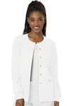 Cherokee Workwear Revolution Women Warm Up Scrubs Jacket Snap Front WW310, White, Medium