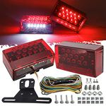 Partsam 6" Rectangular LED Combination Tail Lights Kit Red, 12V LED Submersible Sealed Rectangular Boat Trailer Stop Turn Tail License Plate Brake Running Light Kit w/25ft Wiring Harness 4Pin+Bracket