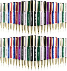 Glenmal 50 Pcs Appreciation Gift Thank You Ballpoint Pens Bulk for Office Team Engraved Inspirational Quotes Pens Employee Teacher Nurse Colorful Ballpoint Pen for Office Business Favors(Awesome Sign)