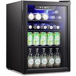 COWSAR 2.65 Cu.ft Wine Fridge, ETL Approved Beverage Refrigerator 95 Can Quiet Freestanding Mini Wine Cooler Clear Front Glass Door, Quiet Operation, Adjust Temperature for Home Bar, Drink Fridge
