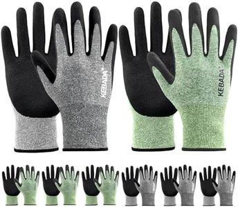 Kebada Gardening Gloves for Men, 6 Pairs Breathable Garden Gloves, Foam Latex Coated, Stretchable Knitting General Duty Work Gloves, Made from Recycled PET Bottles,Green & Gray, Medium