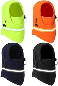 4 Pieces Polar Fleece Balaclava Mask High Visibility Full Face Mask Neck Cover Warm Ski Mask Beanie Winter Reflective Hat, Fluorescent Green, Orange, Black, Blue, One Size-Medium