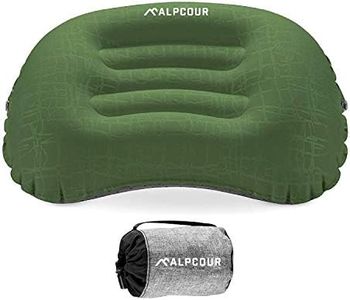 Alpcour Camping Pillow – Large, Inflatable, Ultralight Sleeping Pillow with Easy Blow Up Design, Soft Waterproof Exterior Cover and Compact Carry Case for Hiking, Backpacking, Airplane Travel & More